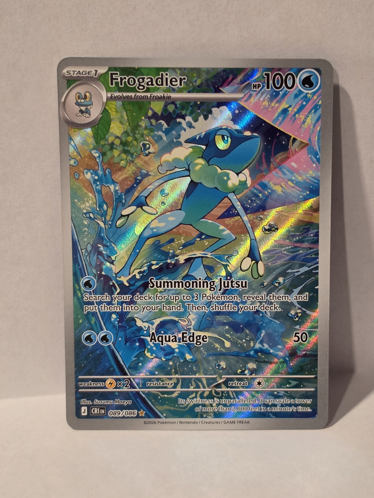 Pokémon Frogadier CRI EN 089/086 Rare Full Art Holo Stage 1 Water 100 HP 2026 EN