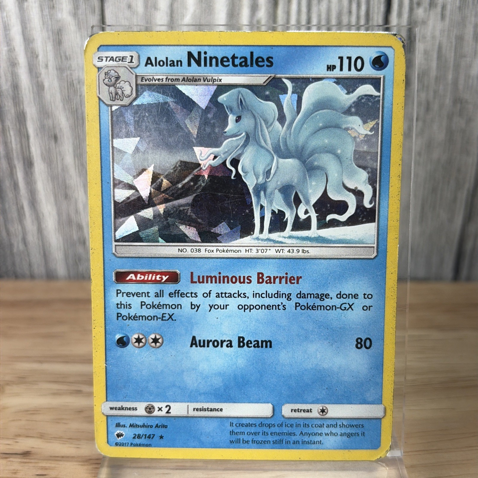 Pokémon TCG Alolan Ninetales Burning Shadows 28/147 Holo Rare Cracked Ice Holo