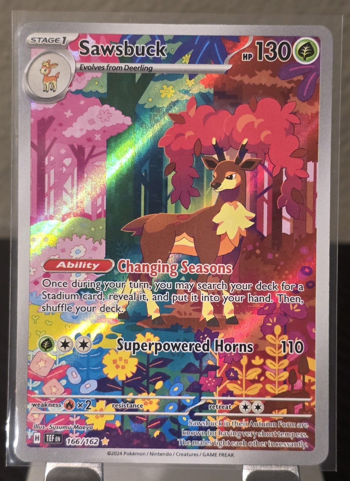Sawsbuck 166/162 SV05 Temporal Forces Illustration Rare Holo 130 HP NM/M