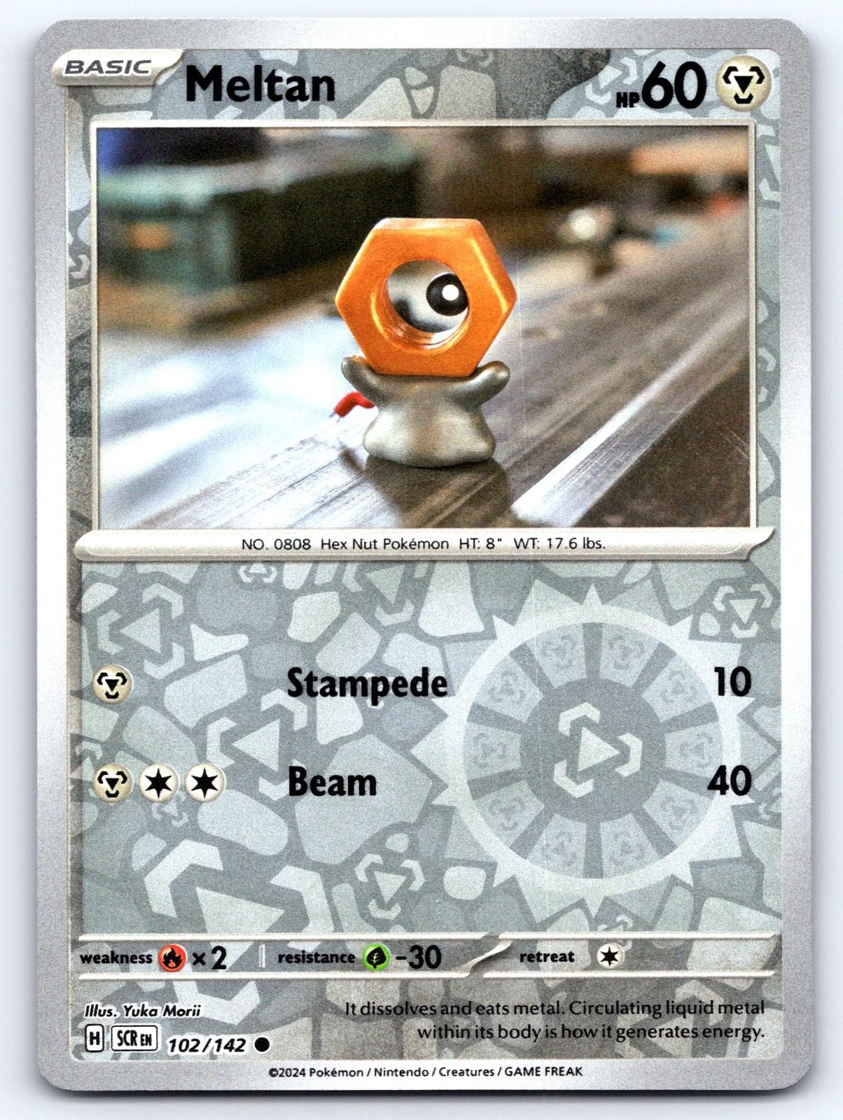 Meltan 102/142 Common Stellar Crown Pokemon Reverse Holo Near Mint
