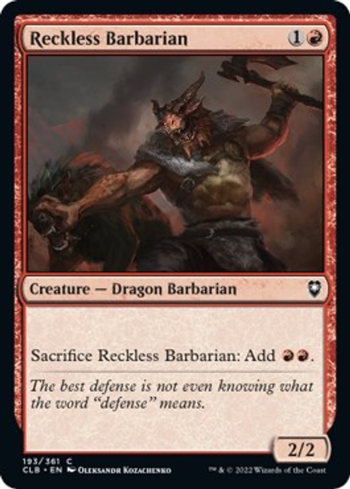 NM – Reckless Barbarian [CLB – 193] Commander Legends: Battle for Baldur’s Gate