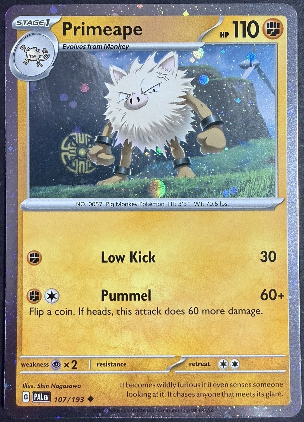 Pokemon – PRIMEAPE – 107/193 – Cosmos Holo – Paldea Evolved – NM/M