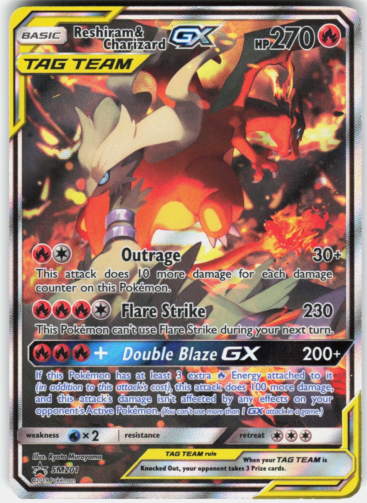 Reshiram & Charizard GX – SM201 Holo Promo Sun & Moon Promo Pokemon MP