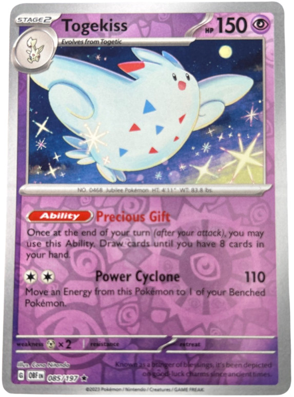 Pokemon -Togekiss- 085/197 – Obsidian Flames -Reverse Holo Rare – NM/M