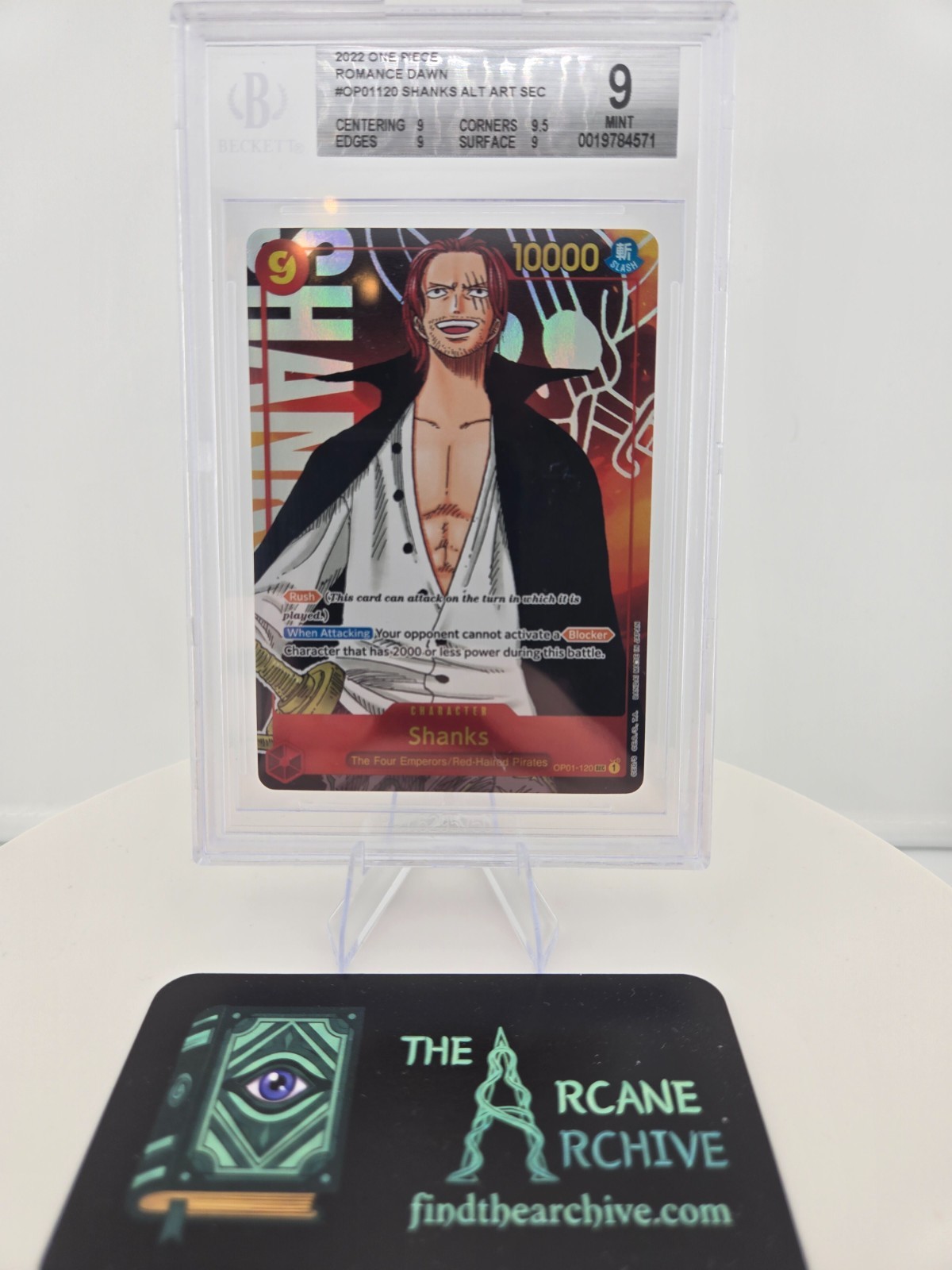 Shanks OP01-120 2022 One Piece Alternate Art Secret Romance Dawn BGS 9