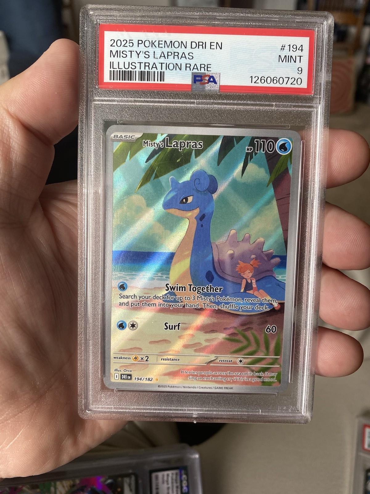 Misty’s Lapras 194/182 Illustration Rare Holo English 2025 DR1 PSA 9