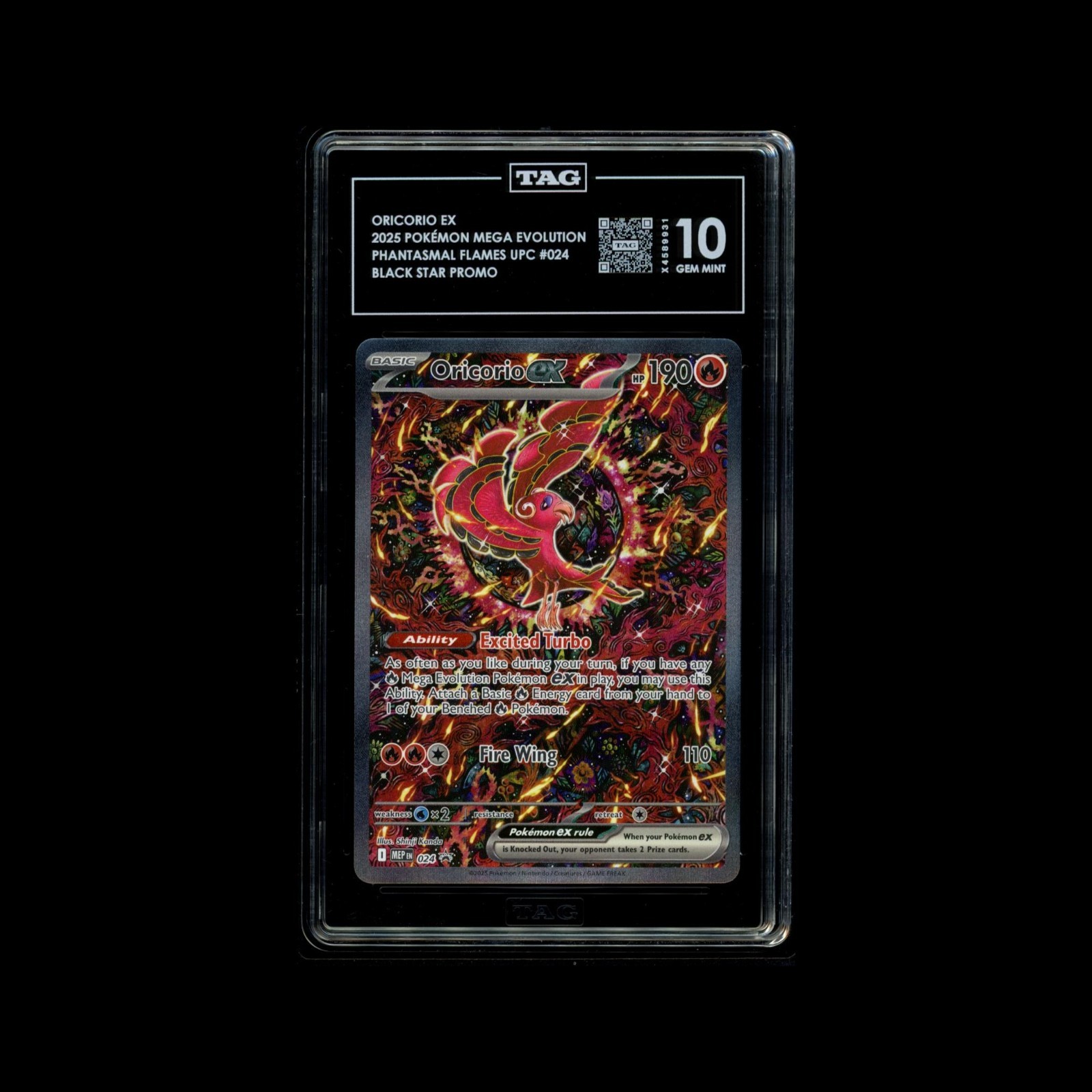 2025 Pokemon MEP 024 Oricorio ex Phantasmal Flames UPC TAG 10 X4589931