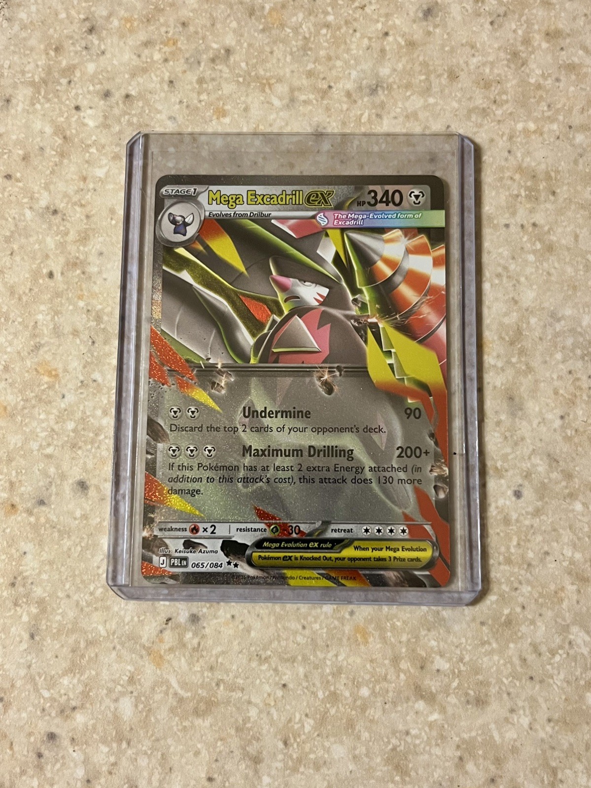 Mega EXCADRILL EX 065/084 Double Rare Pitch Black Holographic Pokemon Card NM