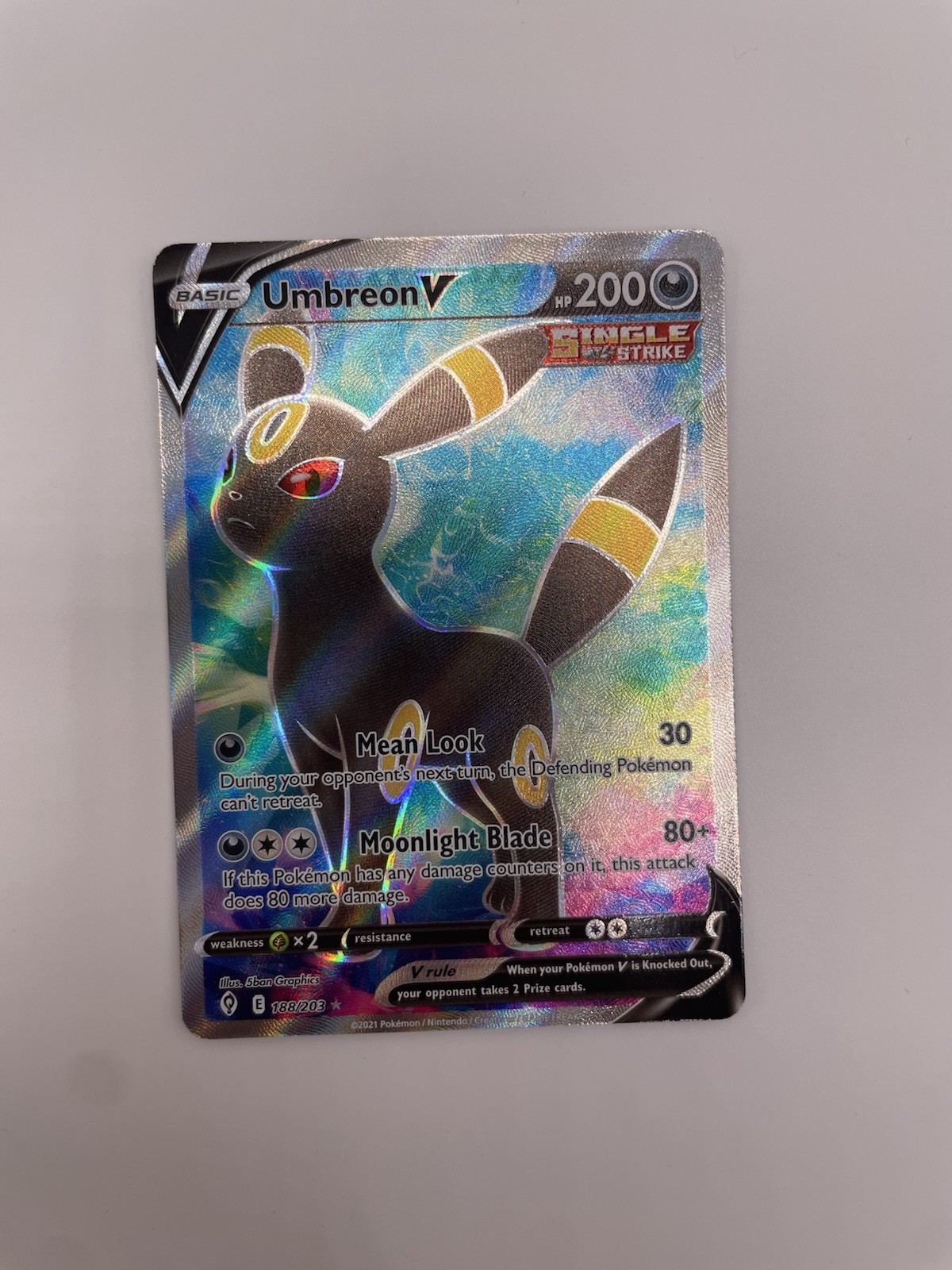 Pokémon TCG Umbreon v Full Art Ultra Rare Holo Card 188/203