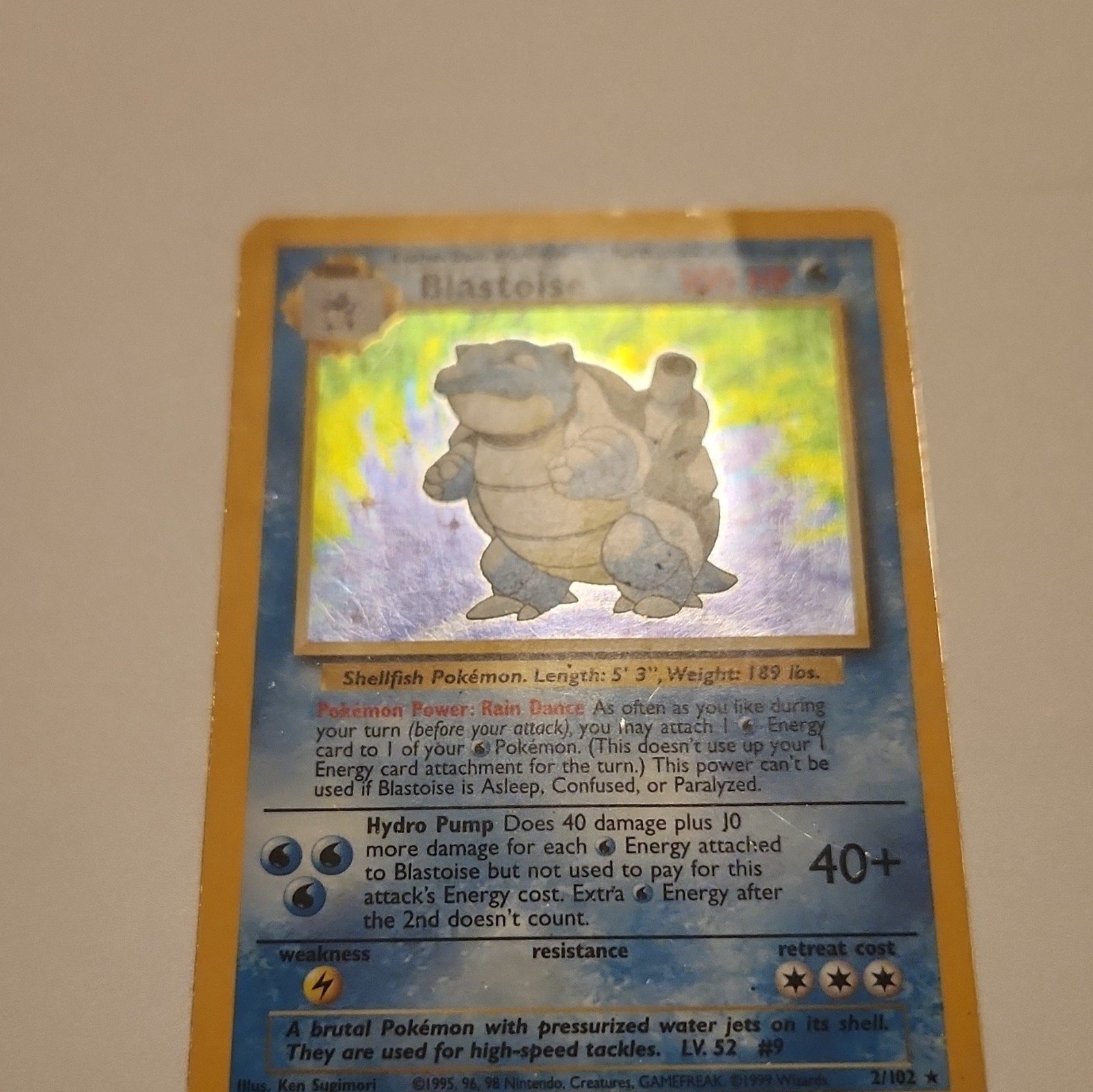 Pokémon Blastoise Base Set Holo Rare Card 2/102 1999 Vintage WOTC – LP