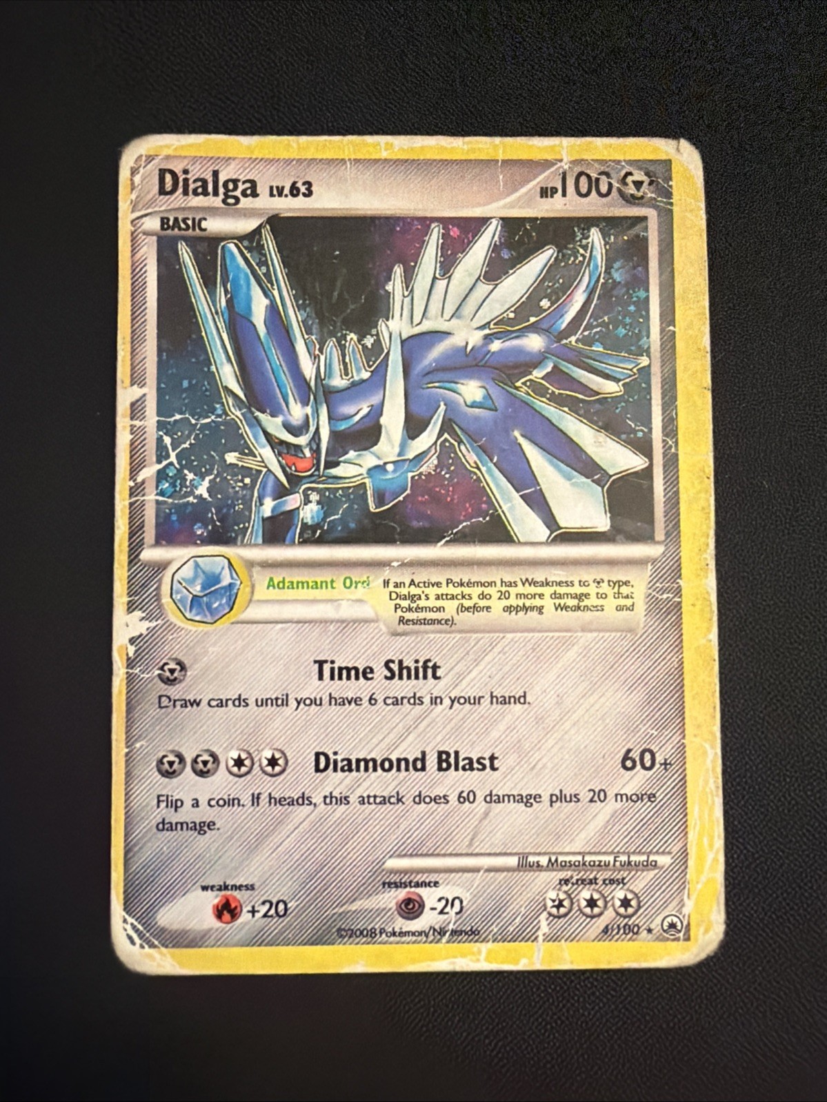 Pokemon DIALGA 4/100 Holo Rare (2008 Majestic Dawn) DMG/Damaged