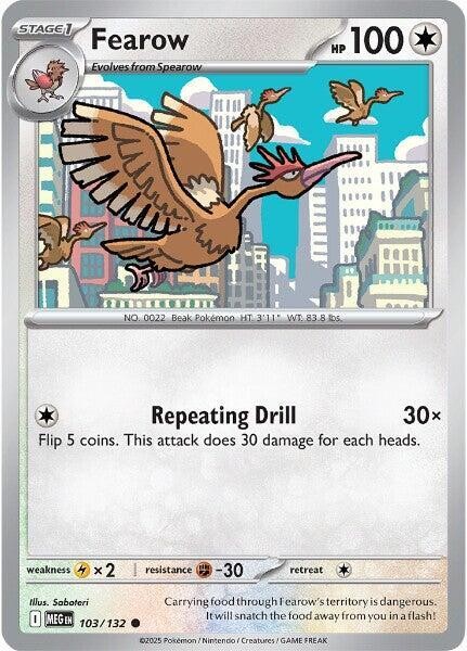 Fearow #103/132 Me01 Mega Evolution Common Reverse Holo Pokemon TCG NM