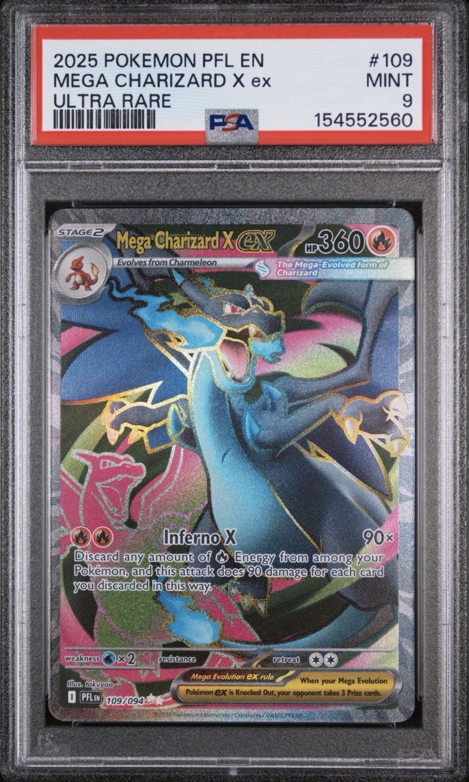Mega Charizard X ex 109/094 Me02: Phantasmal Flames Holo PSA 9