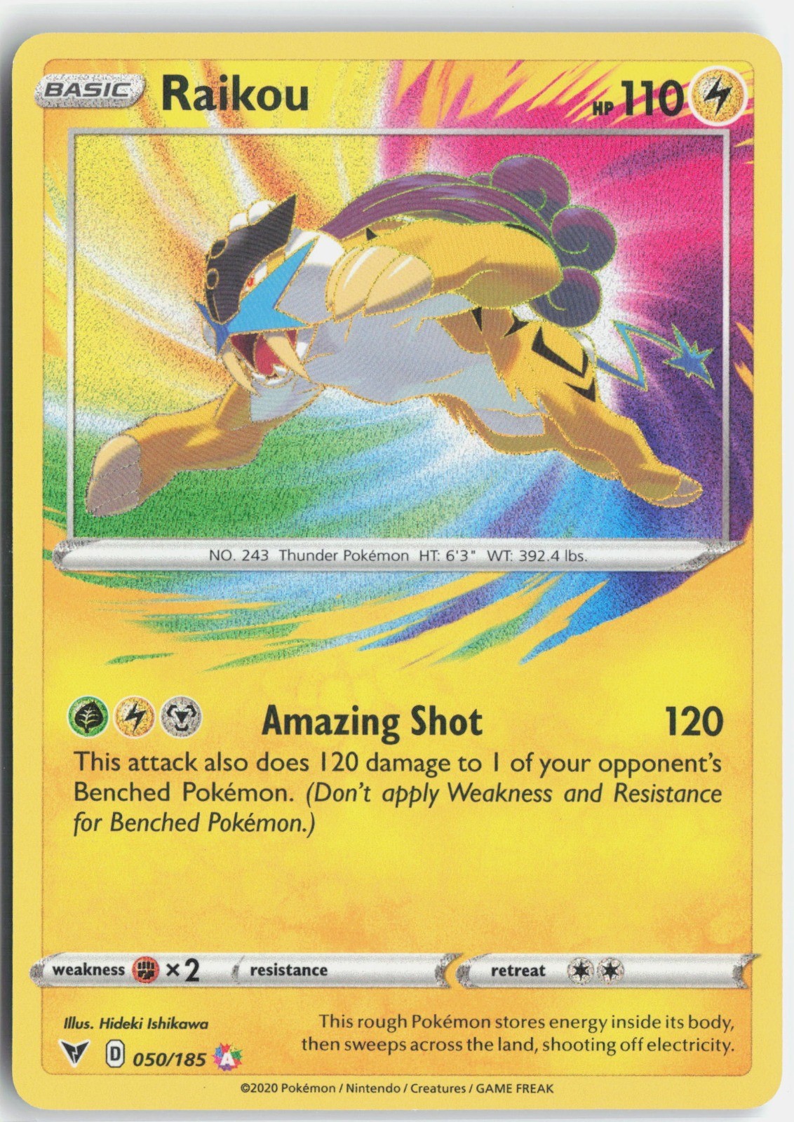 Raikou Holo Amazing Rare SWSH04: Vivid Voltage 050/185 NM