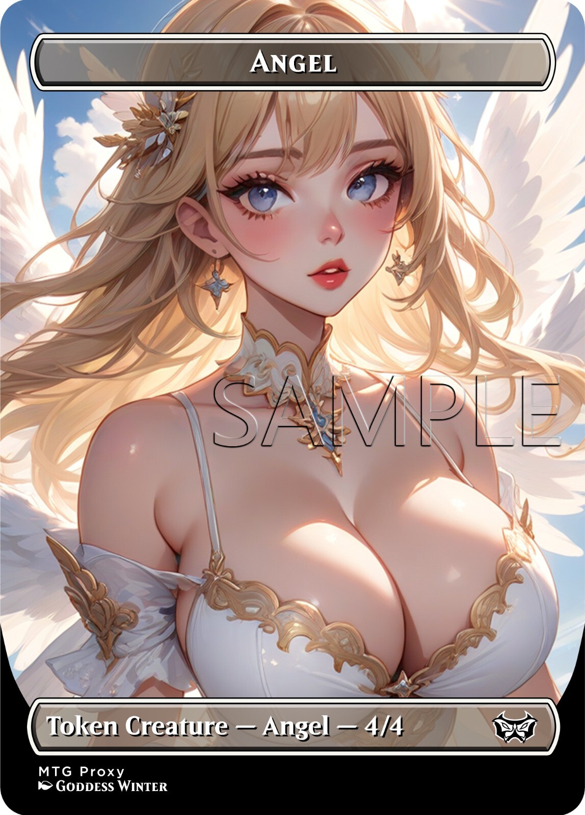 2-Sided Token Card – Angel / Vampire – Fanart Borderless Style – EDH / Playtest