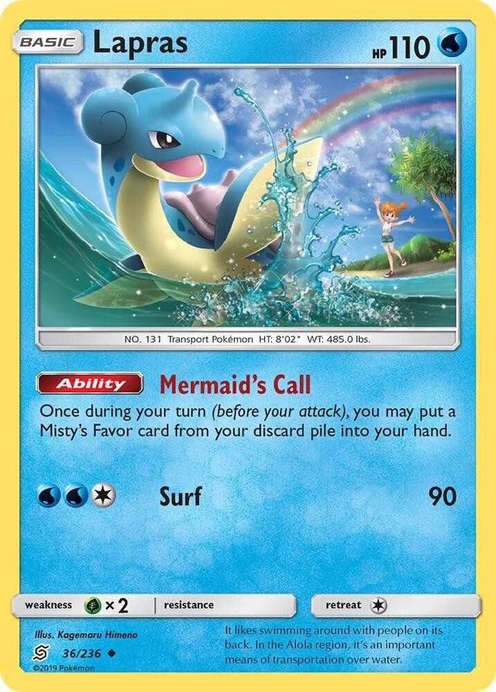 Lapras #36/236 Sm – Unified Minds Uncommon Pokemon TCG LP