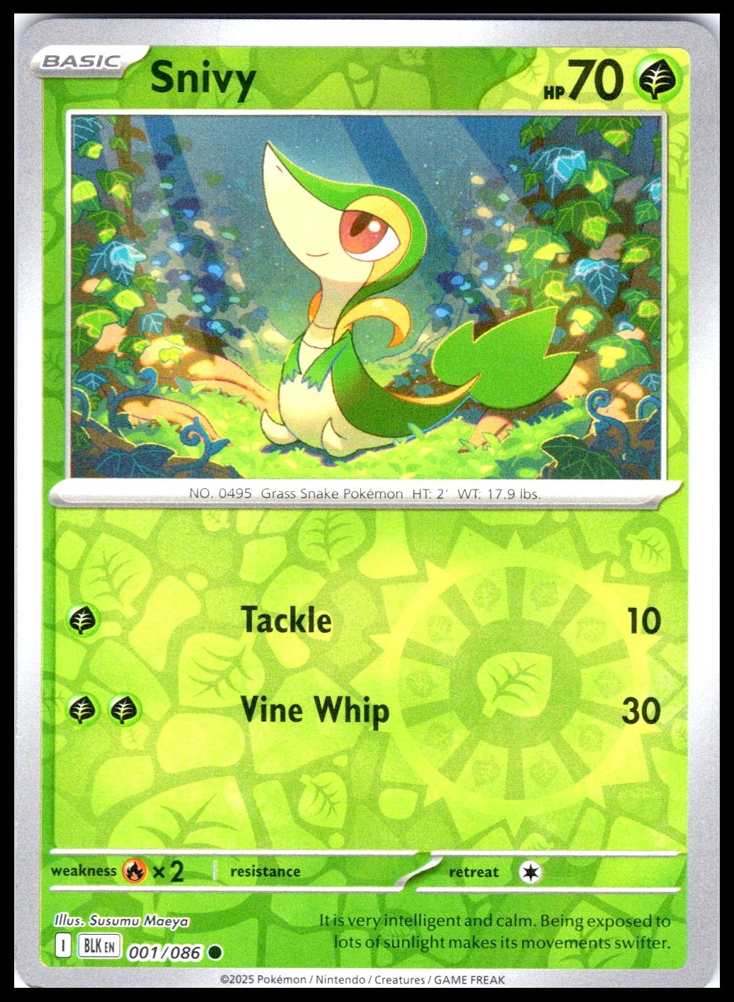 SNIVY – Susumu Maeya – Pokemon 001/086 BLK Black Bolt – Reverse Holo NM/M