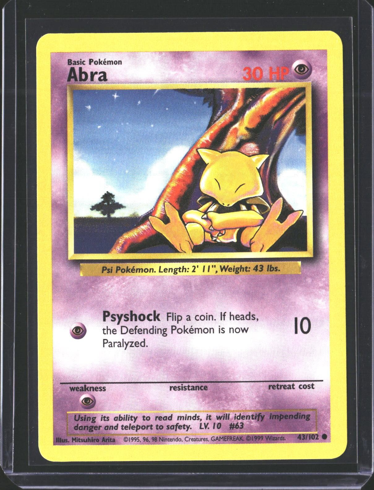 Abra 43/102 Common Base Set Unlimited Pokemon NM/M