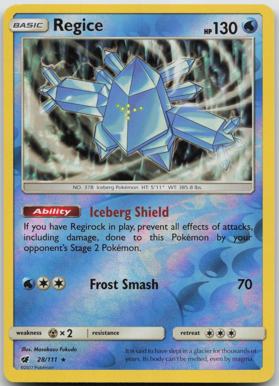 Regice 28/111 R Crimson Invasion Pokemon Reverse Holo NM C16-52