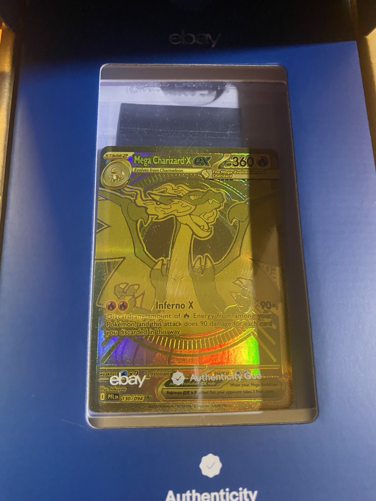 Gold Mega Charizard X EX Phantasm flames 130/94 Secret Illustrated Rare OBO