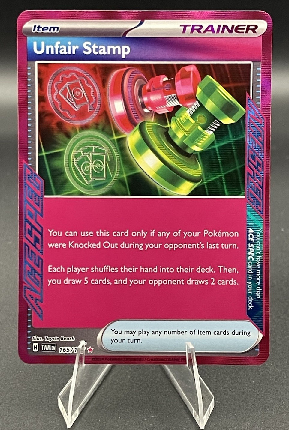 Unfair Stamp 165/167 Sv06: Twilight Masquerade Holo Ace SPEC NM