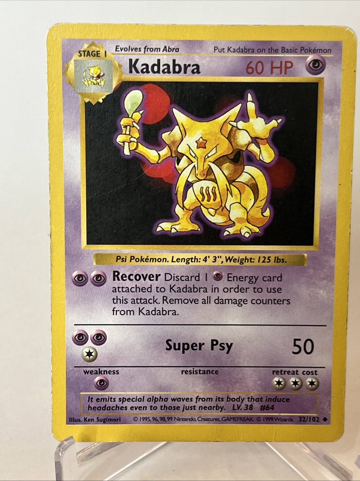 Kadabra Unlimited Uncommon Base Set Shadowless 032/102 HP