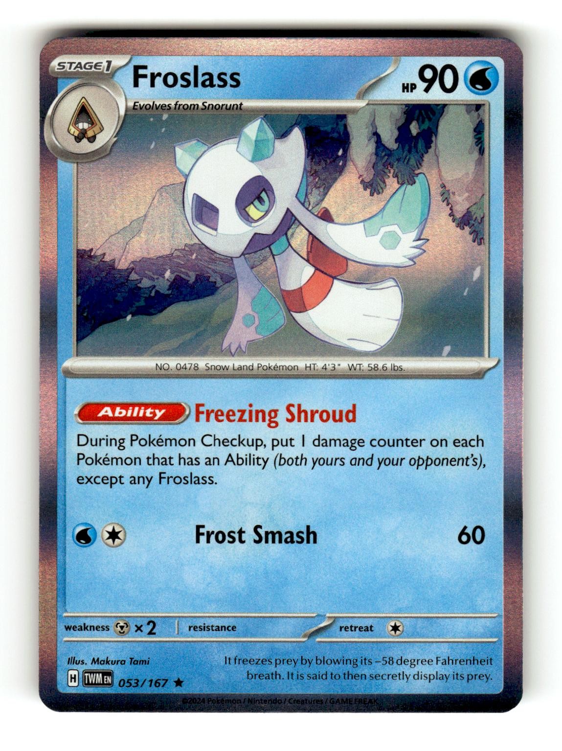 Froslass 053/167 Rare Twilight Masquerade Pokemon Holo Near Mint Makura Tami