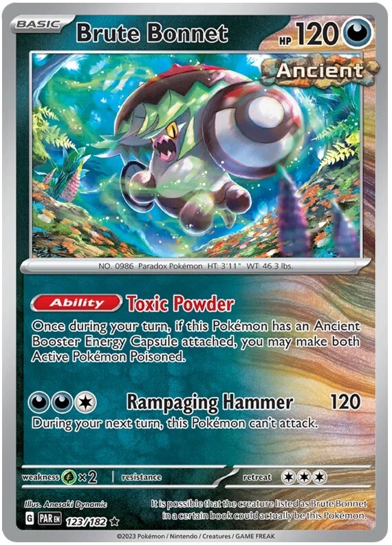 Brute Bonnet 123/182 – Paradox Rift – Pokemon TCG – Holo Rare – NM