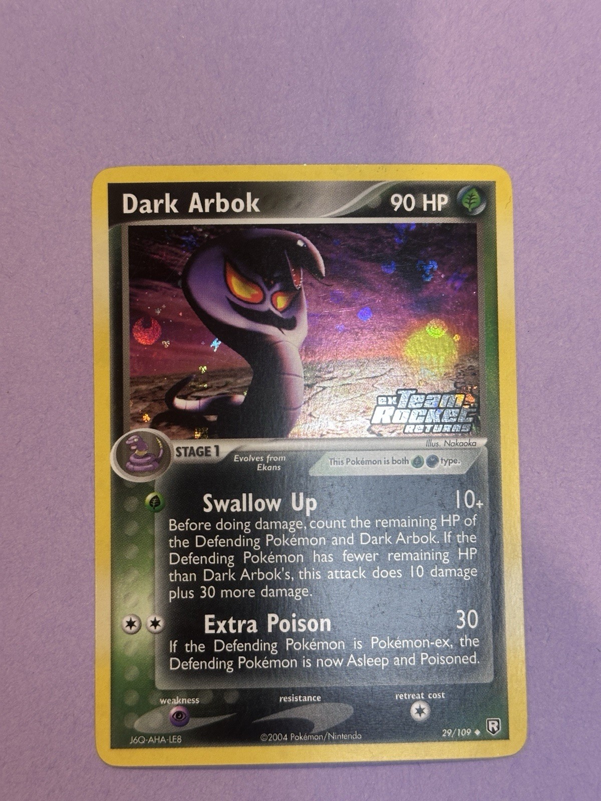 Dark Arbok 29/109 Team Rocket Returns Reverse Holo