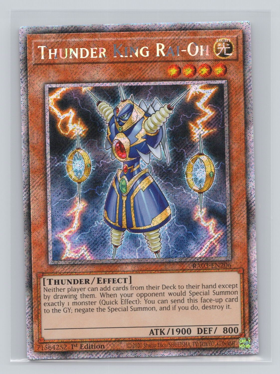 Thunder King Rai-Oh Platinum Secret Rare Quarter Century Bonanza RA03-EN206 NM