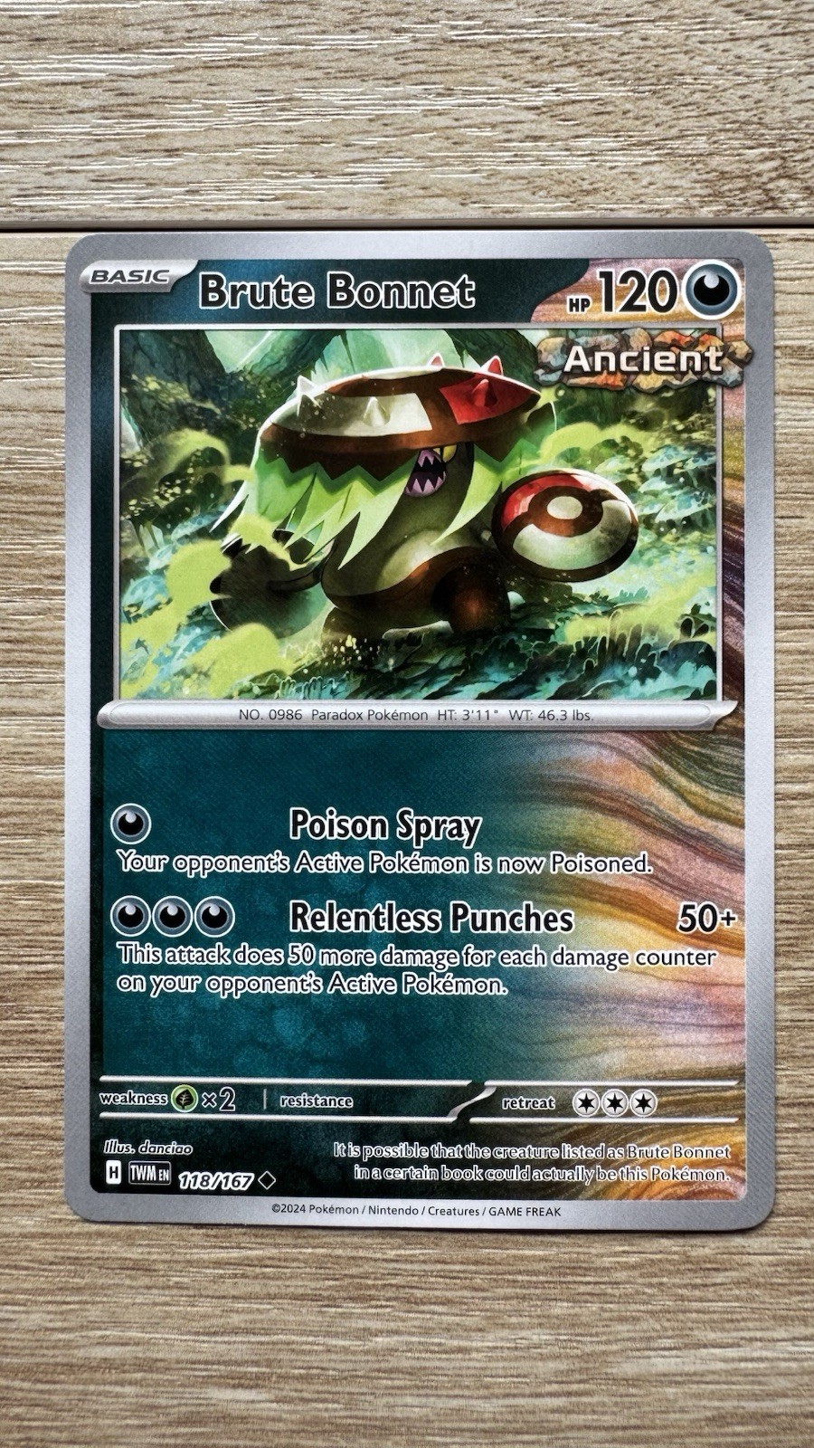 Pokémon Brute Bonnet 118/167 – SV06:Twilight Masquerade Uncommon Regular Card NM