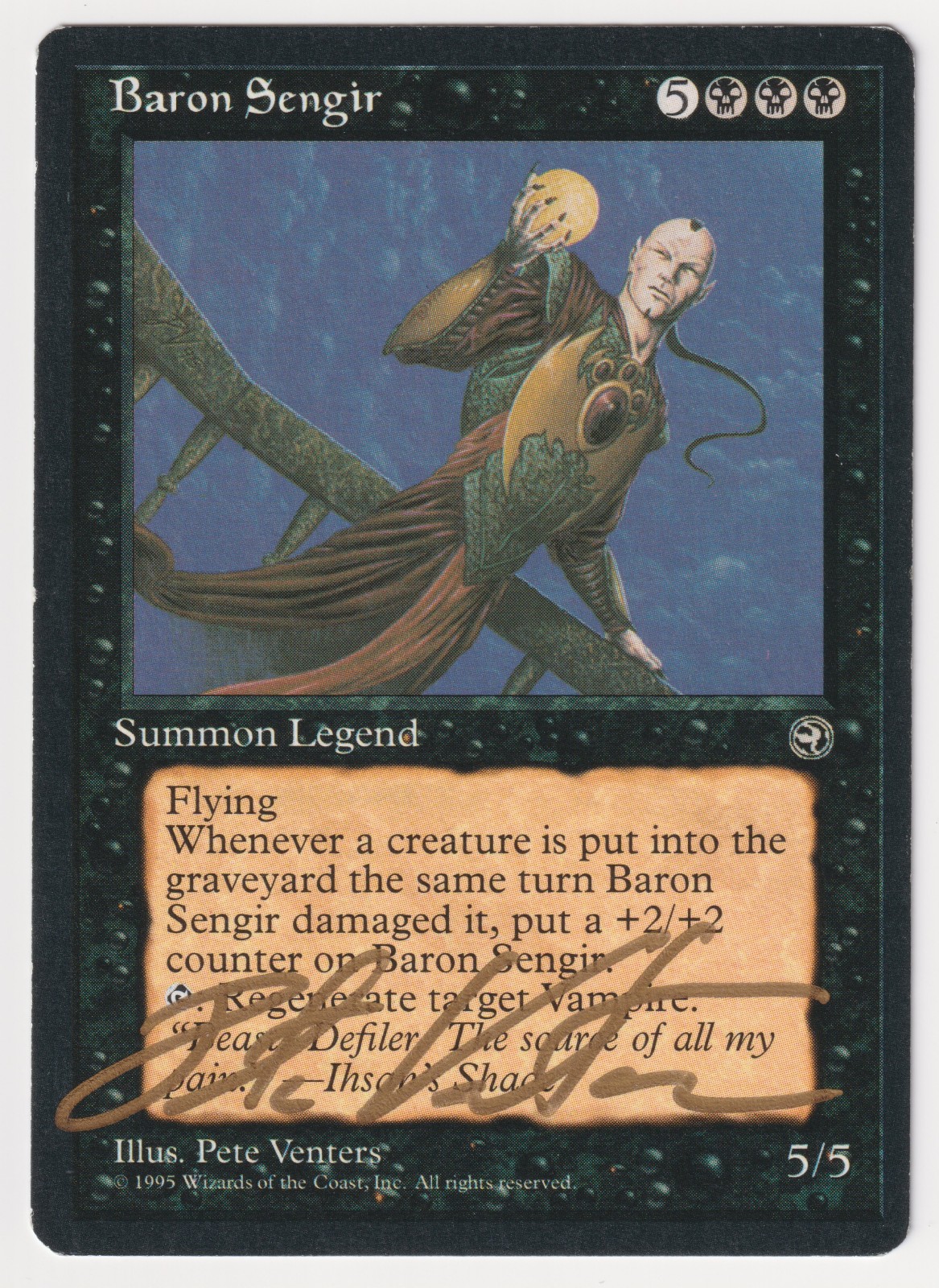 Gold Signed Baron Sengir HP Homelands Artist Pete Venters 1995 MTG Reserved List