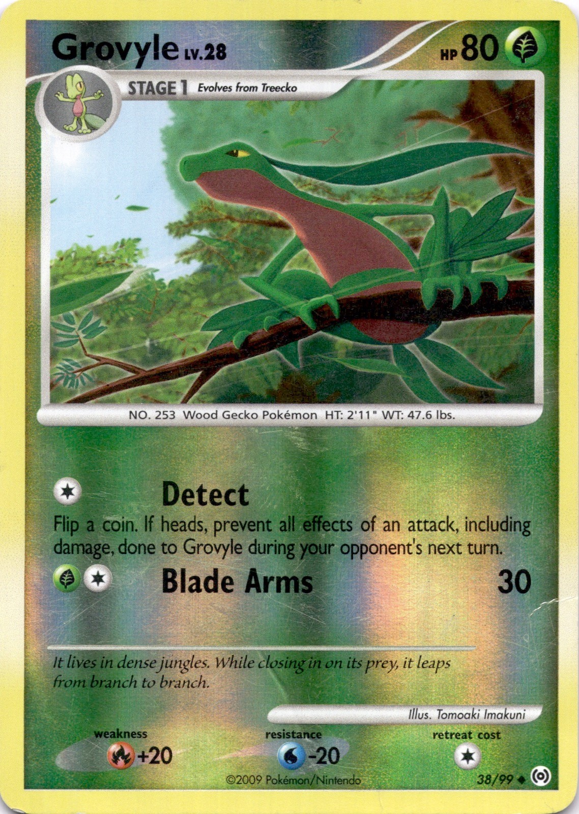 Grovyle 38/99 Arceus Pokemon Reverse Holo Heavily Played