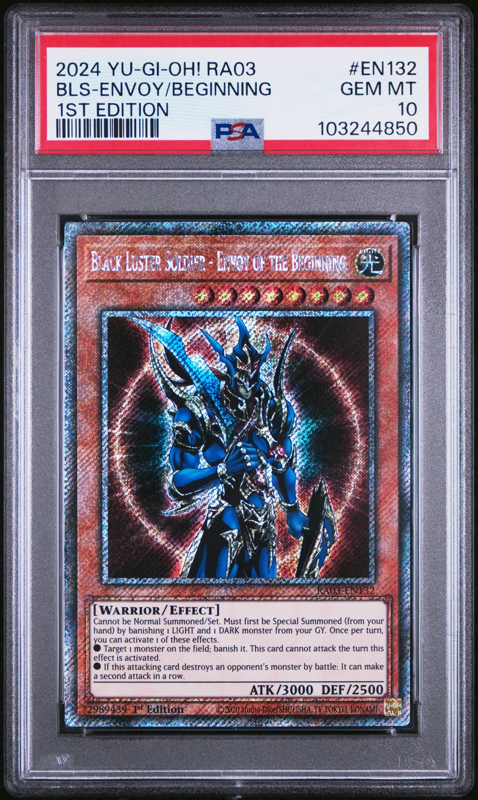 2024 YU-G1-OH! 1ST ED #EN132 BLACK LUSTER SOLDIER ENVOY OF THE BEGINNING PSA 10