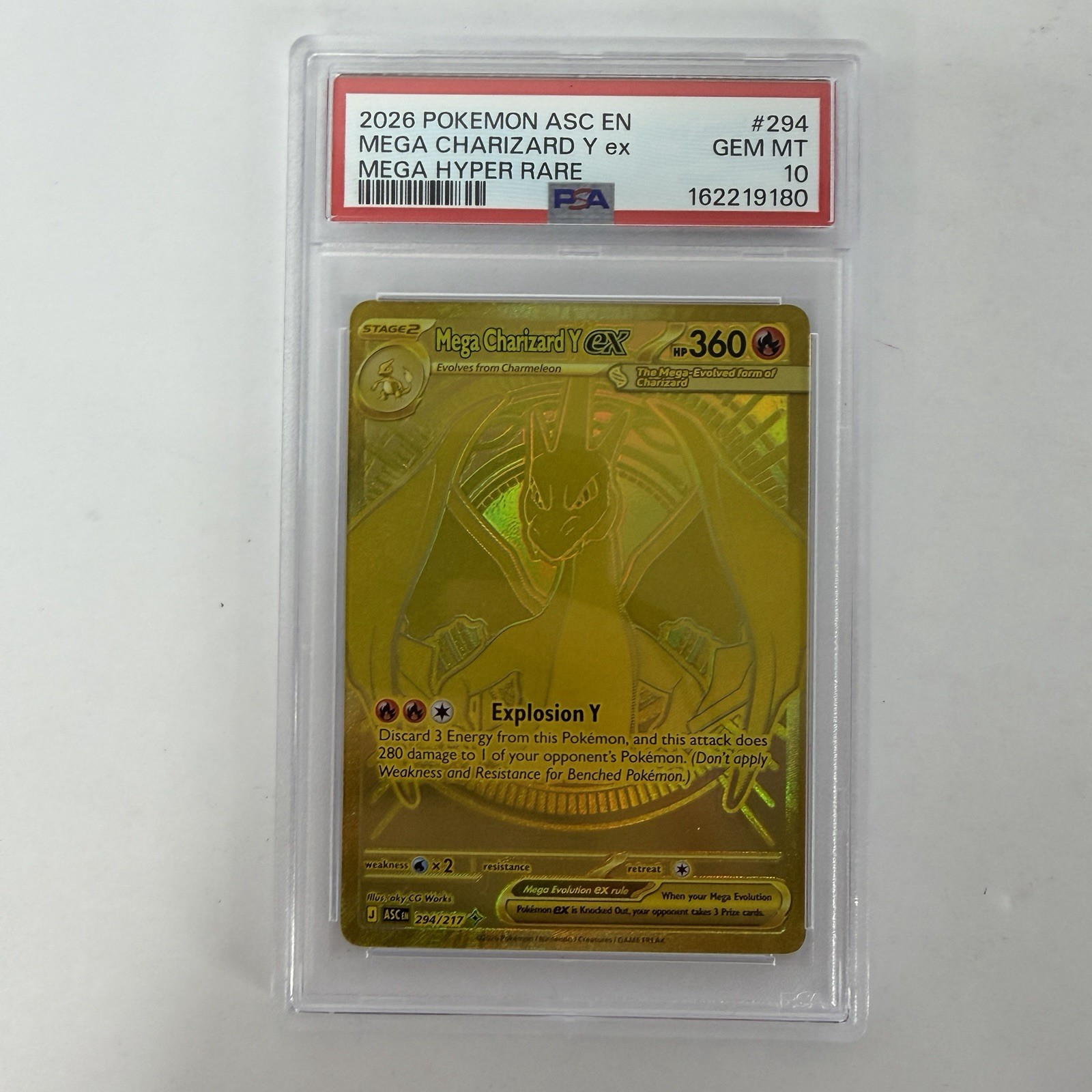 2026 Pokémon Ascended Heroes Mega Charizard Y ex Mega Hyper Rare Gold PSA 10