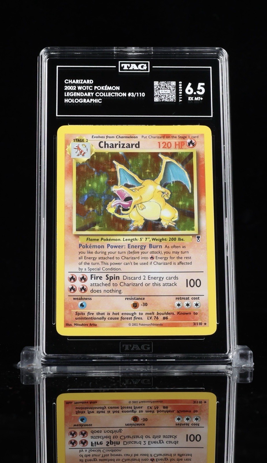 TAG 6.5 Charizard 2002 Legendary Collection 3/110 Holo
