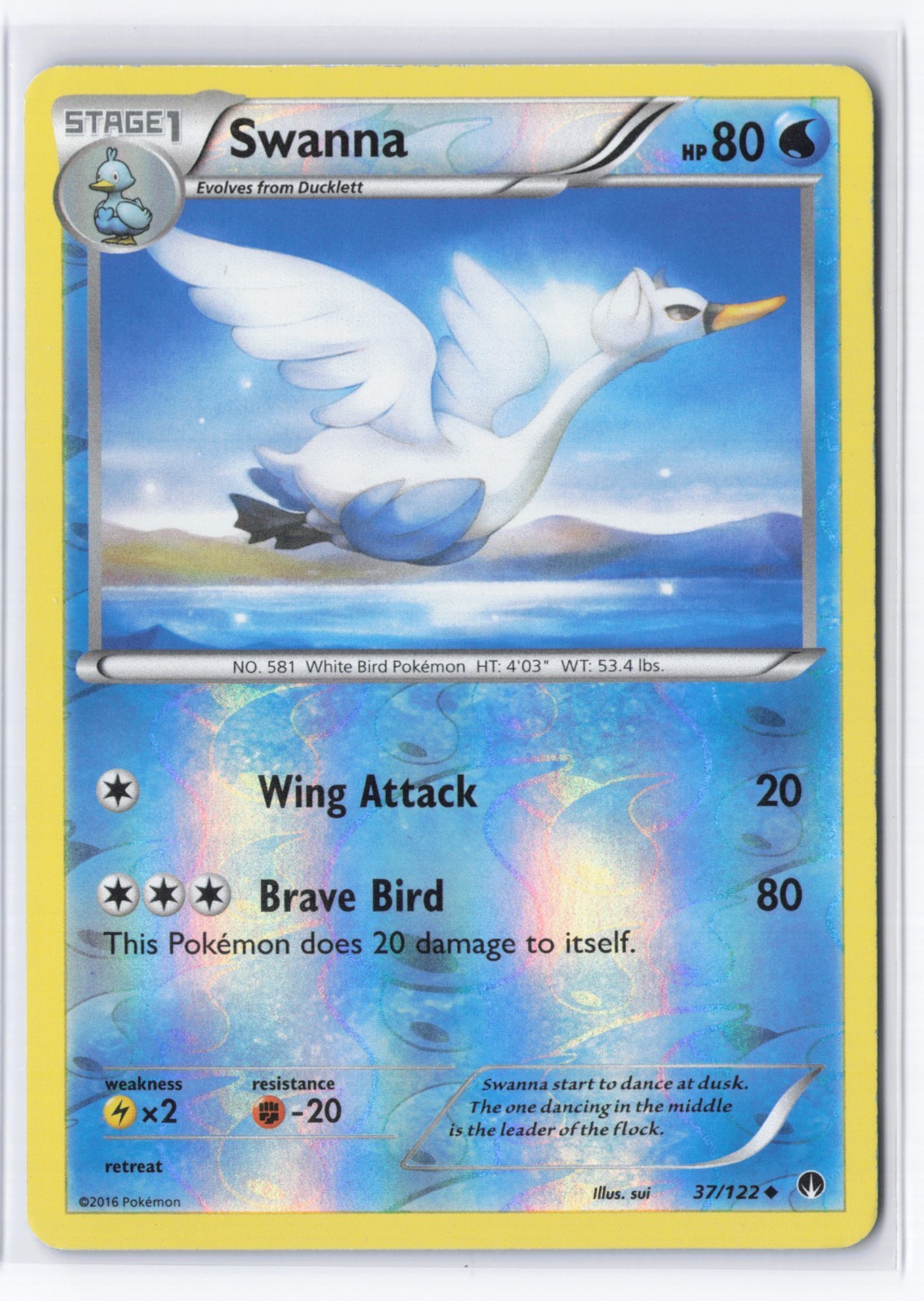 Pokémon TCG Swanna 37/122 Reverse Holo XY BREAKpoint NM