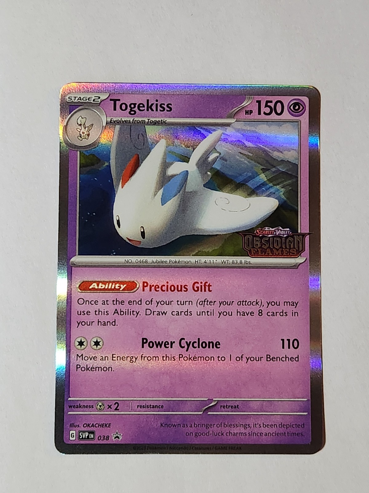 Togekiss (Prerelease) 038 Holo Promo Scarlet & Violet Promo Pokemon Holo LP