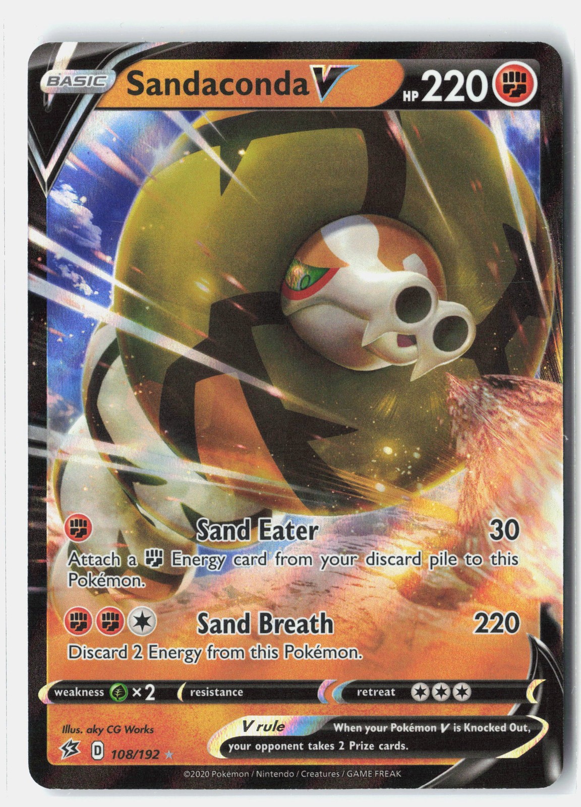 Sandaconda V Ultra Rare Holofoil SWSH02: Rebel Clash 108/192 NM aky CG Works