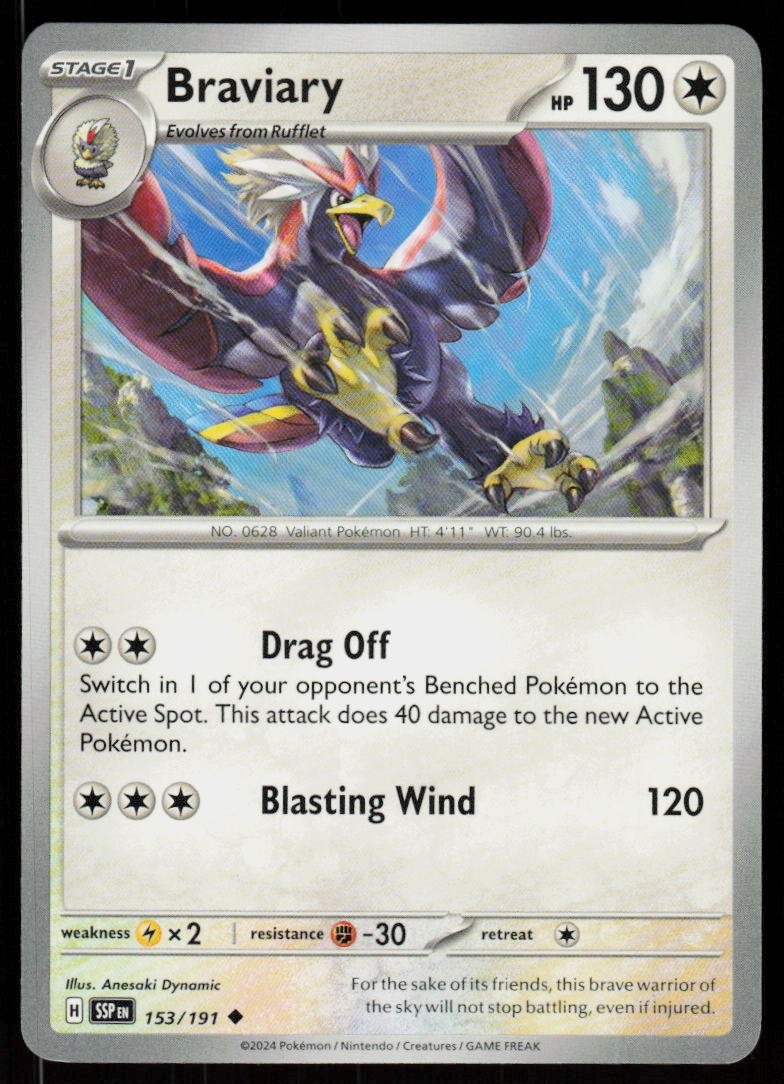 Braviary 153/191 Uncommon Surging Sparks Pokemon Near Mint