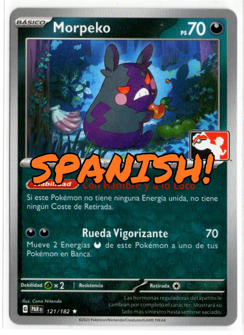 SPANISH Pokemon Prize Pack Paradox Rift 121/182 Morpeko