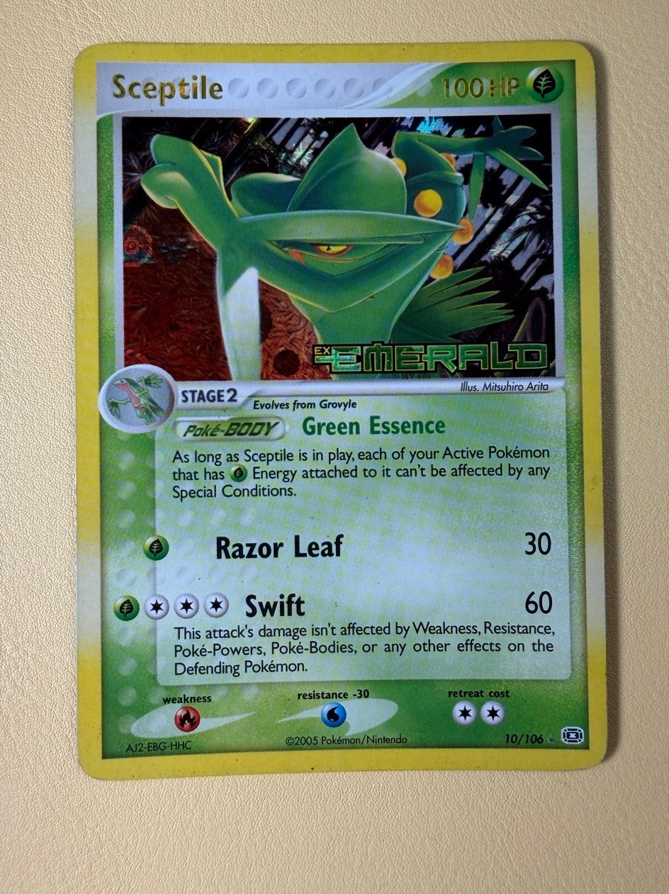 Sceptile EX Emerald Reverse Holo Rare Card 10/106 Stamped POKEMON TCG 2005