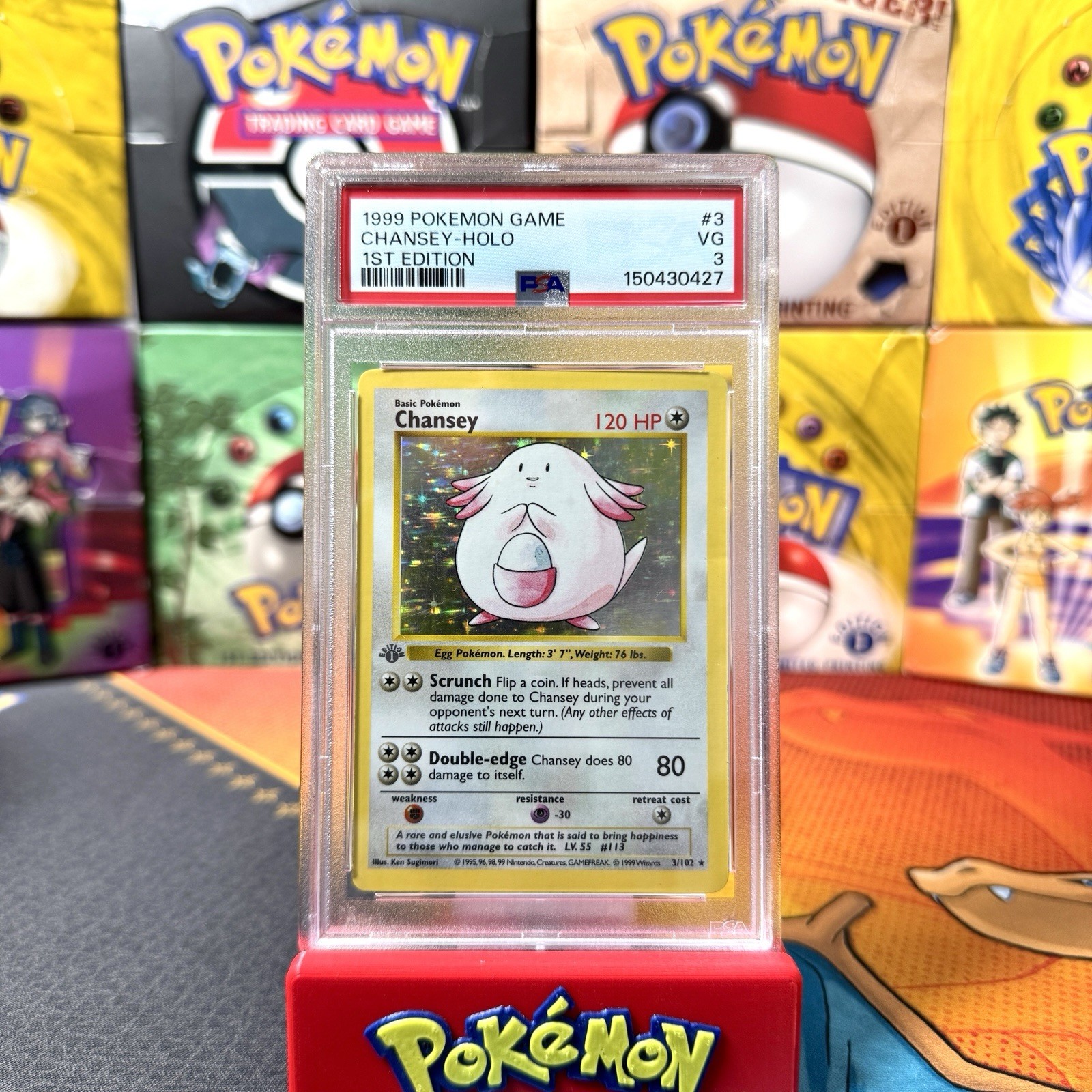 PSA 3 1999 Pokemon Base Set 1st Edition Chansey Holo 3