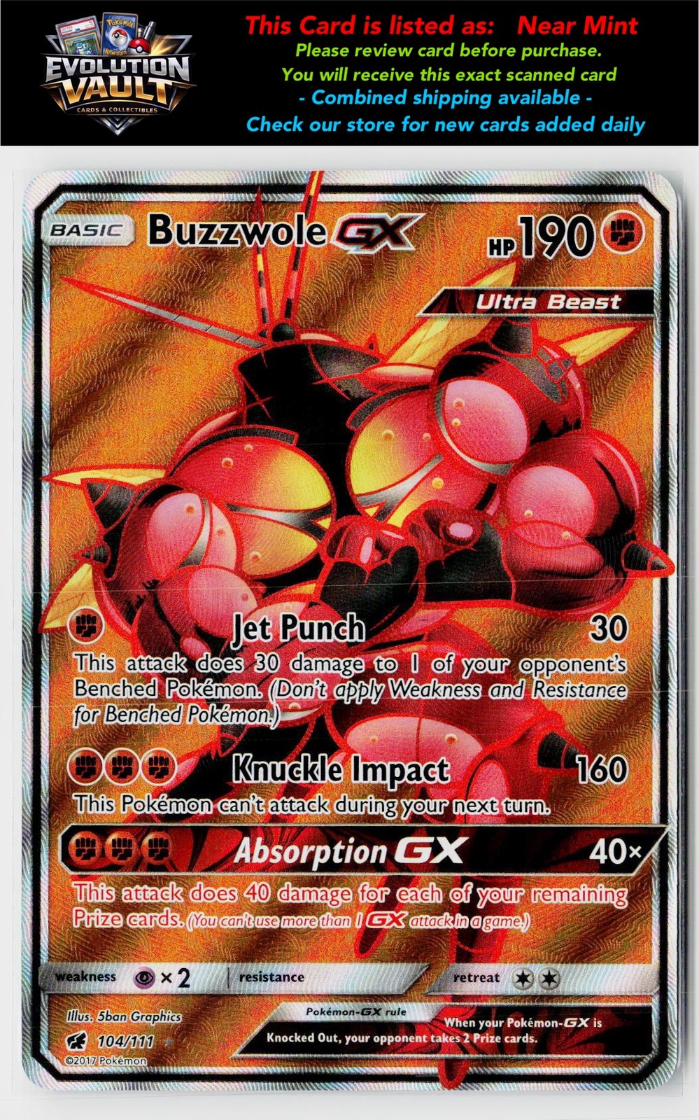 SM – Crimson Invasion #104/111 Buzzwole GX (Full Art)
