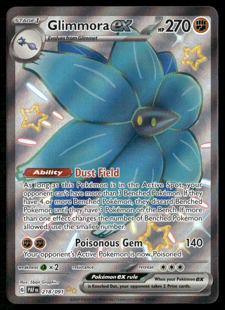 GLIMMORA EX 218/091 SHINY ULTRA RARE PALDEAN FATES POKEMON HOLO NM