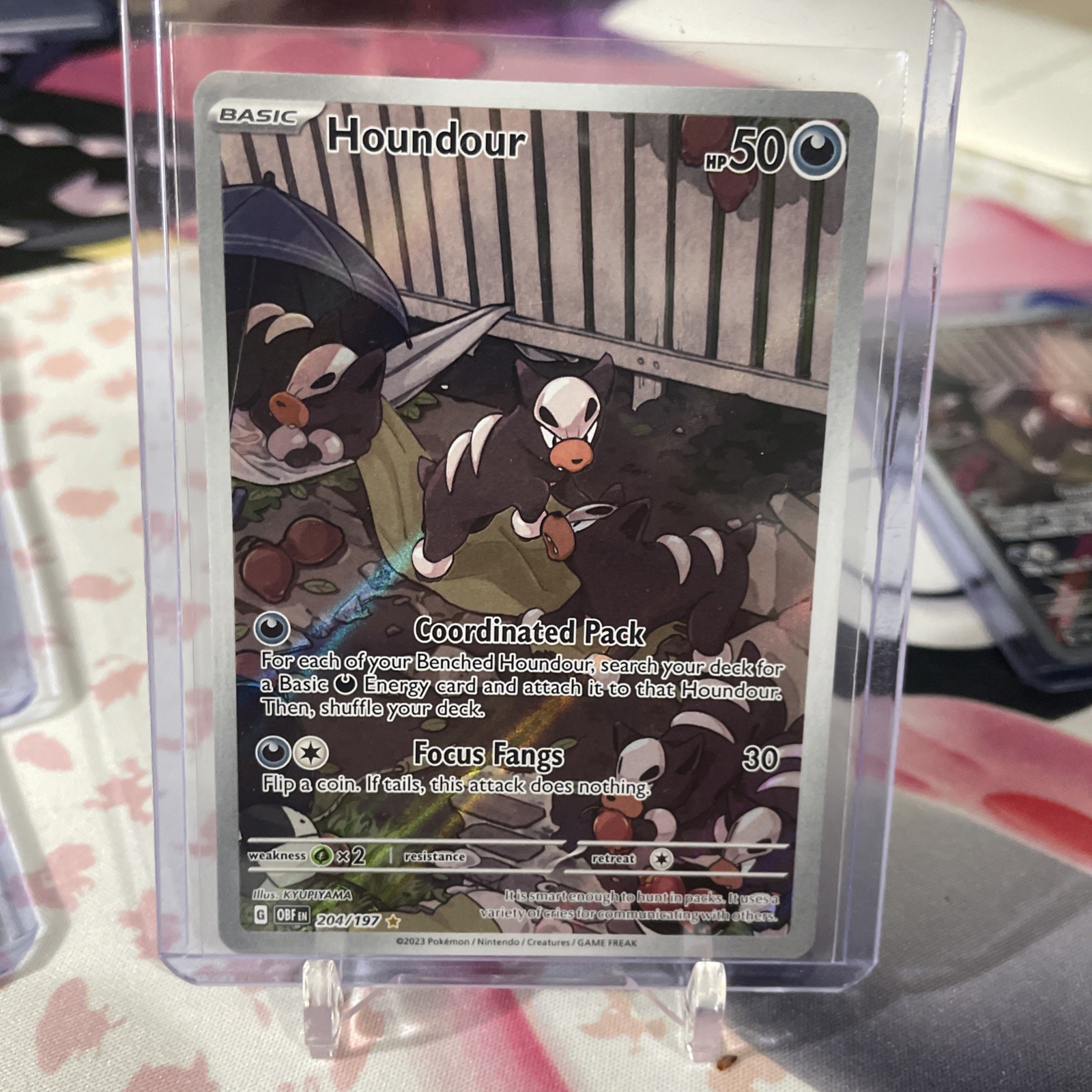 🔥 Houndour 204/197 Illustration Rare Obsidian Flames LP/NM Pokémon TCG 🐾