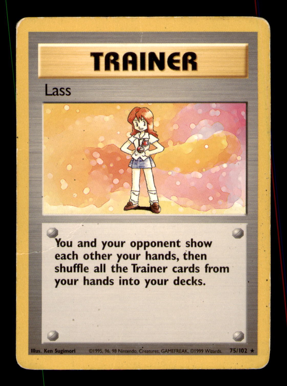 Lass 75/102 Rare Base Set Unlimited Pokemon Damaged