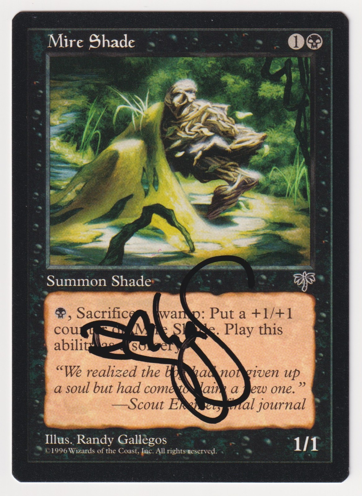 Signed Mire Shade Proof LP Mirage Artist Randy Gallegos 1996 WOTC MTG Magic AP!