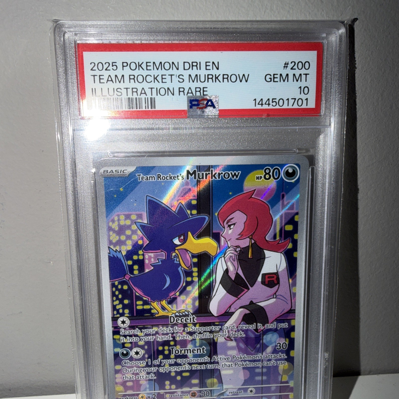2025 Pokemon Destined Rivals Team Rocket’s Murkrow Illustration Rare PSA 10 #200