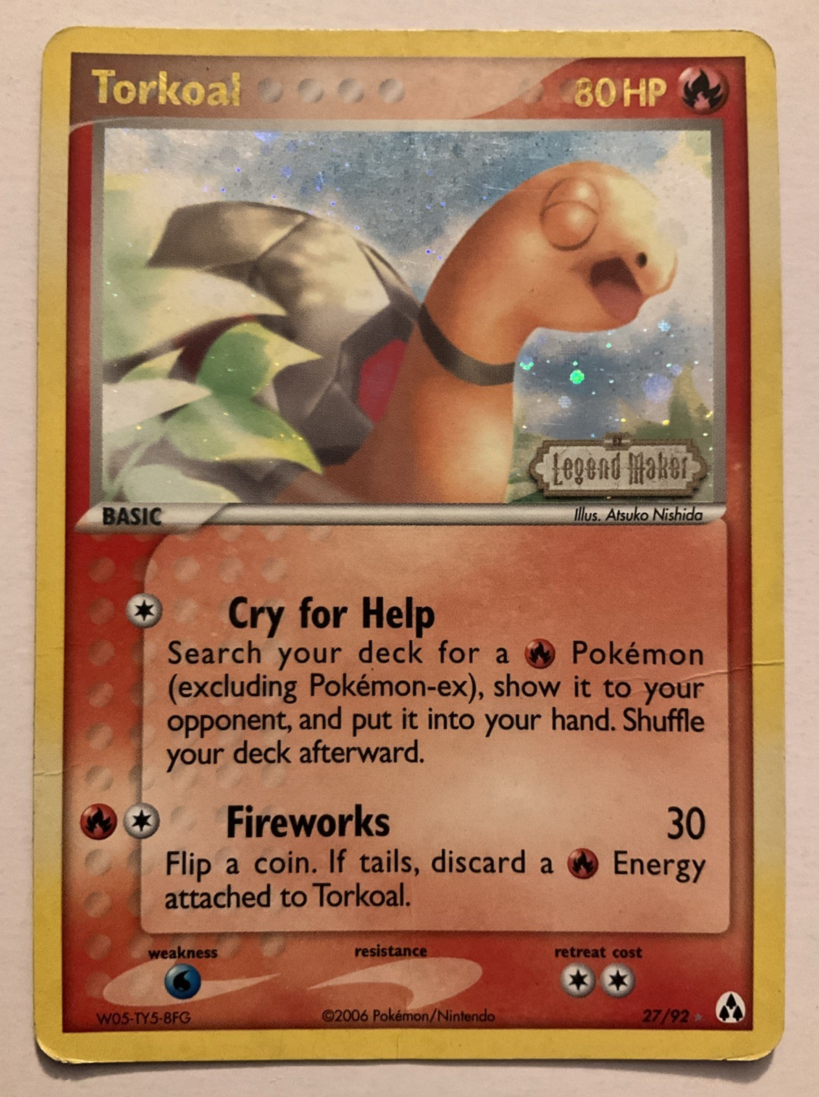 Torkoal 27/92 Legend Maker Reverse Holo Rare Stamp
